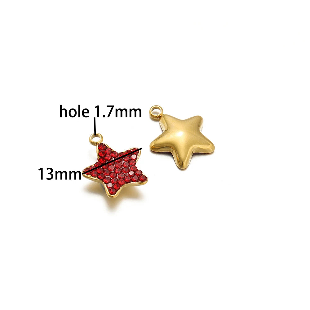 Trendy Handmade Stainless Steel 18K Gold Plated  Fashion Colorful Zircon Star Charm Pendant for Jewelry Necklace Making