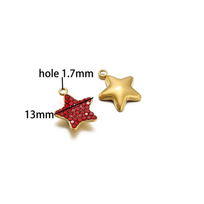 Trendy Handmade Stainless Steel 18K Gold Plated  Fashion Colorful Zircon Star Charm Pendant for Jewelry Necklace Making