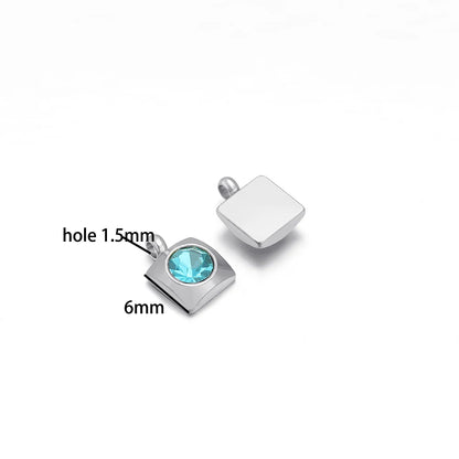 20pcs/bag Stainless Steel 18K Gold Plated 6mm Square Zircon Charms Pendant for DIY Jewelry Necklace Making Jewelry Findings