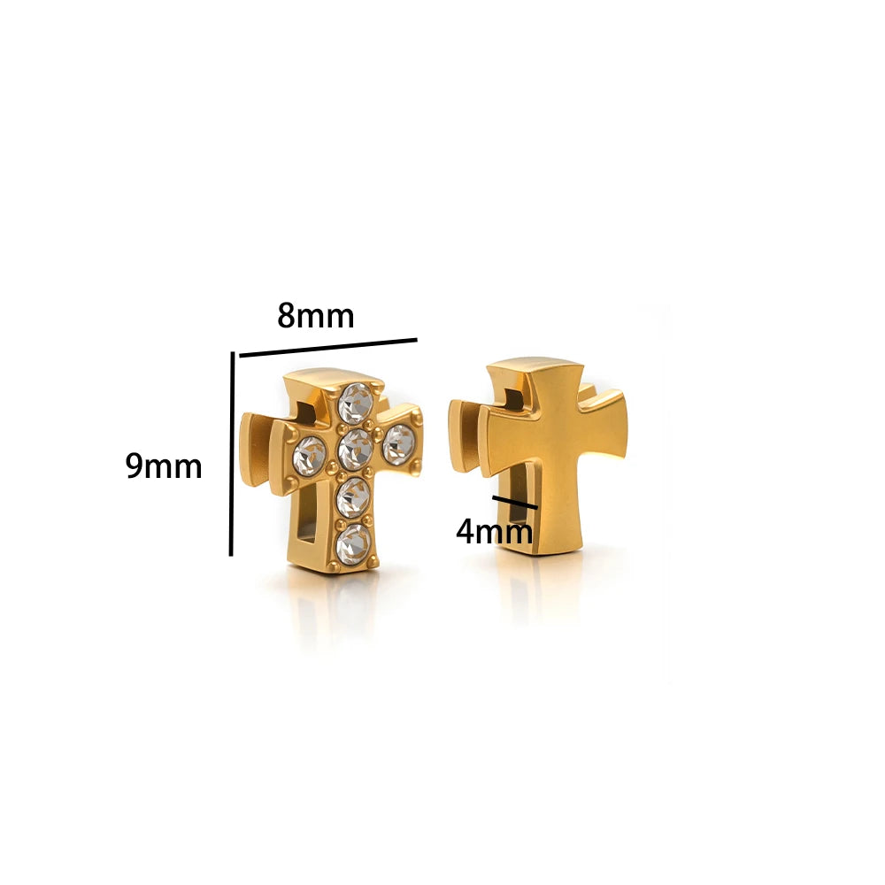 Non Tarnish Stainless Steel 18k Gold Plated Moon Star Cross Zircon Charm Pendant for Jewelry Necklace Making Accessories