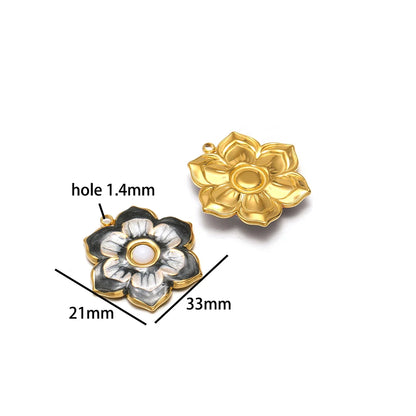 Exquisite Pendant 18k Gold Plated Stainless Steel Colorful Enamel Flower Charm Pendant for Necklace Jewelry Making Accessories