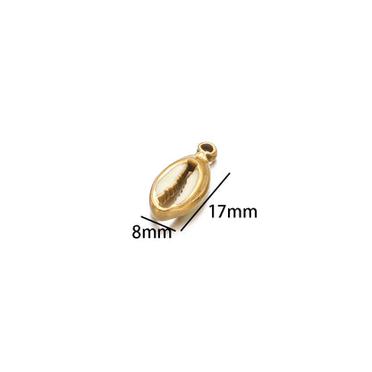 Hot Sale Retro Stainless Steel Gold Plated Colorful Drip-oil Conch Shell Starfish Charm Pendant for Jewelry Making Accessories