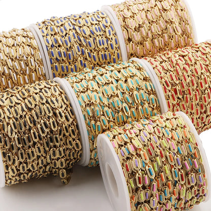 E098 Fashion Enamel Plated Chain 18kgold Stainless Steel Link Chains for Jewelry Custom