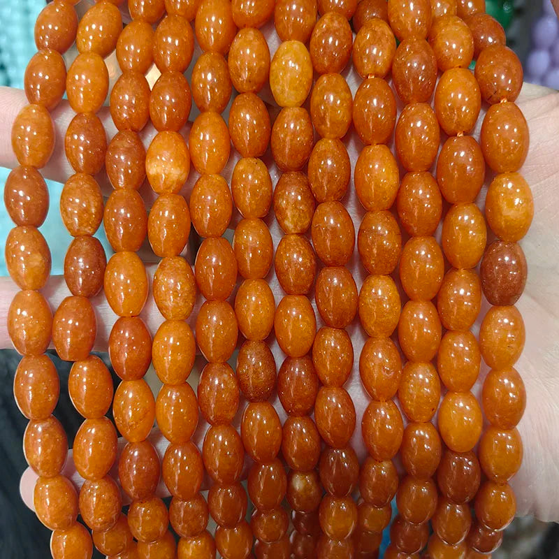 New Natural 8x12mm Rice Dyed Rainbow Colorful Jade Loose Bead, Mutil-color Jade Tourmaline Beads for DIY Women Jewelry Making