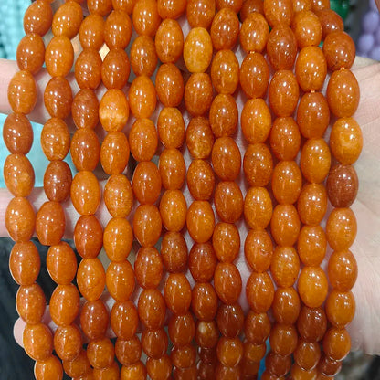 New Natural 8x12mm Rice Dyed Rainbow Colorful Jade Loose Bead, Mutil-color Jade Tourmaline Beads for DIY Women Jewelry Making