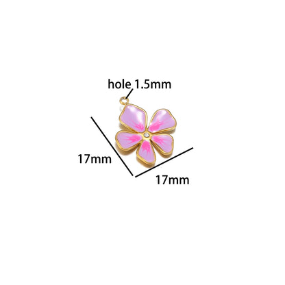 Wholesale Stainless Steel 18k Gold Plated Enamel Colored Flower Charms Pendant for DIY Women Necklace Making