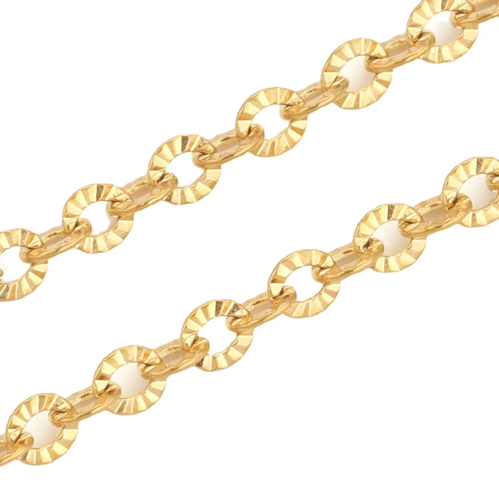 E184 Fashion Silver Gold Plated Chain Waterproof Stainless Steel Roller Link Chains for Jewelry Custom