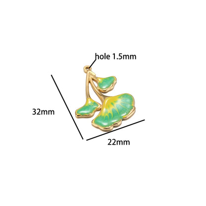 New Trendy Stainless Steel 18k Gold Plated Enamel Butterfly Leaves Flower Charm Pendants for Jewelry Necklace Making Accessories