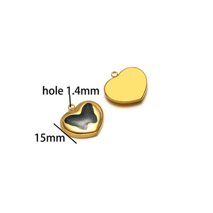 Popular Fashion 18k Gold Plated Stainless Steel Drip-oil Butterfly Flower Heart Charm Pendant for Women Jewelry Making