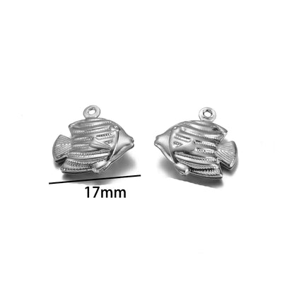 Fashion Stainless Steel 18k Gold Plated Hollow Fish Shell Charm Pendant for Jewelry Necklace Making Accessories