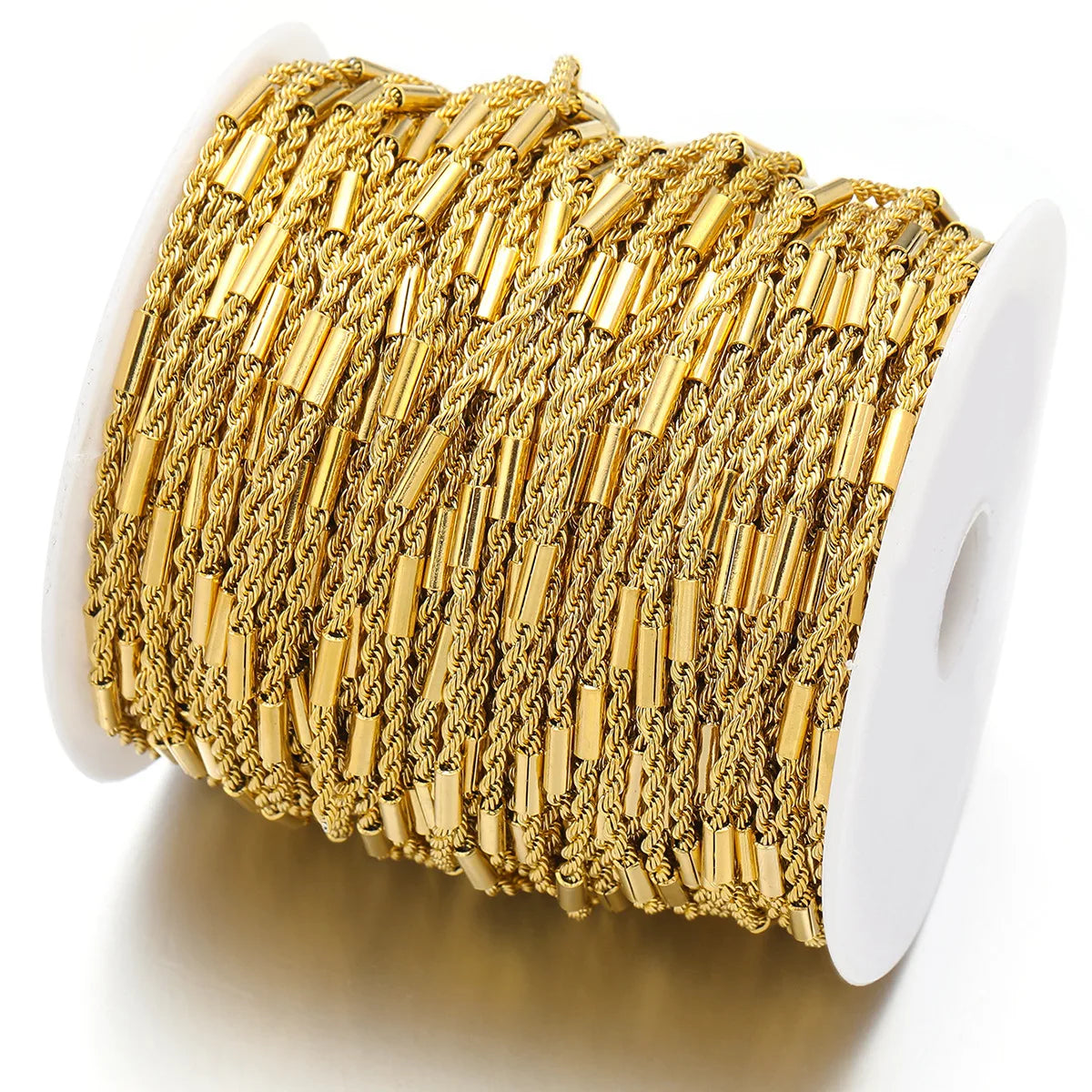 E399 2.5mm Twist-link Chain PVD Plated Gold Silver Thin Chain Permanent Stainless Steel Chain for Diy