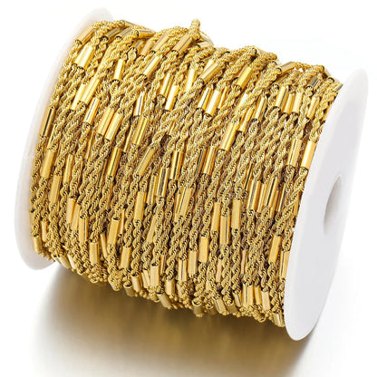 E399 2.5mm Twist-link Chain PVD Plated Gold Silver Thin Chain Permanent Stainless Steel Chain for Diy