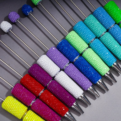Neon Fluorescent Candy Color Full Rhinestone Clay Bead Pens Fully Wrapped Shiny Rhinestones Pure Handmade DIY Beaded Pen Blanks