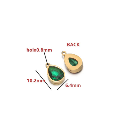 2-in-1 18K Gold Plated Teardrop Stone Setting Pendant with Single-Sided Rhinestone Accents 0.8mm Single-Hole