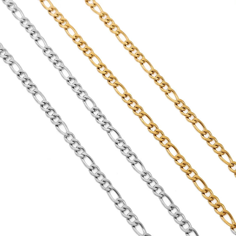 A1905 High Quality 18k Gold Plated Stainless Steel Chain Figaro Necklace Bracelet Jewelry Making Chain