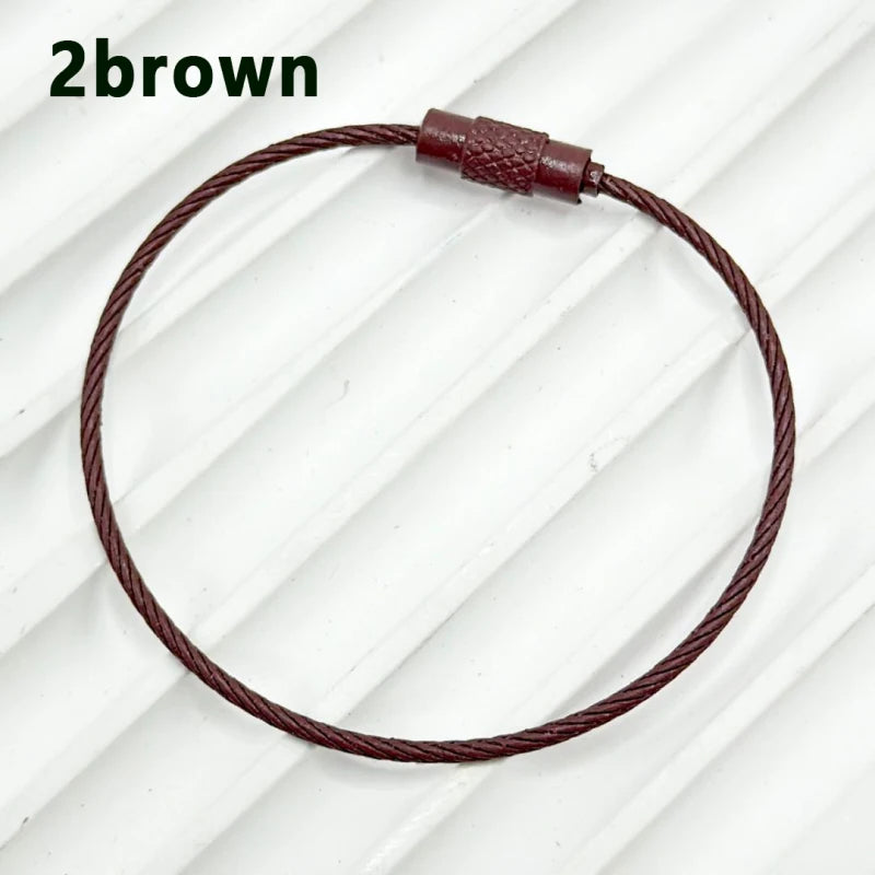 100pcs Solid Color Spray Painted Beadable Classic Gift Keychain Ring Rotatable Screw Wire Rope DIY Bag Jewelry Accessories