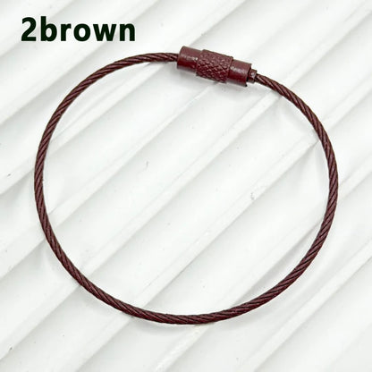 100pcs Solid Color Spray Painted Beadable Classic Gift Keychain Ring Rotatable Screw Wire Rope DIY Bag Jewelry Accessories