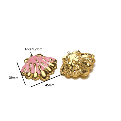 New Ocean Themed Stainless Steel 18k Gold Plated Enamel Shell Starfish Charm Pendant for Diy Jewelry Making Wholesale