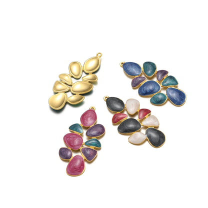 Drip Oil Pendant 18k Gold Plated Stainless Steel Colorful Leaf Charms Pendant for Women Jewelry Necklace Earrings Making
