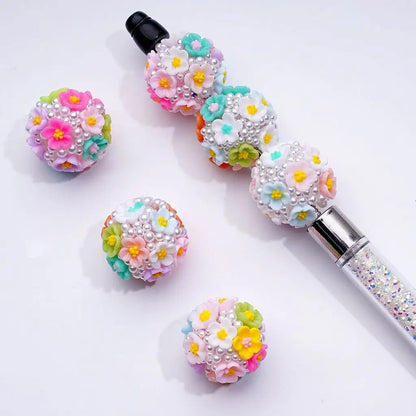 Mini Cute Round White Pearls & Mixed Colorful 20mm Acrylic & Plastic Beads for Pen Beads