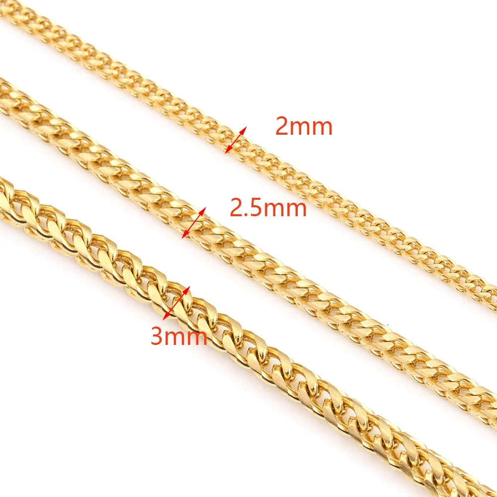 E248 Hip Hop Men Necklace Bracelet Chain No Tarnish Stainless Steel Silver Gold Cuban Chains for Diy