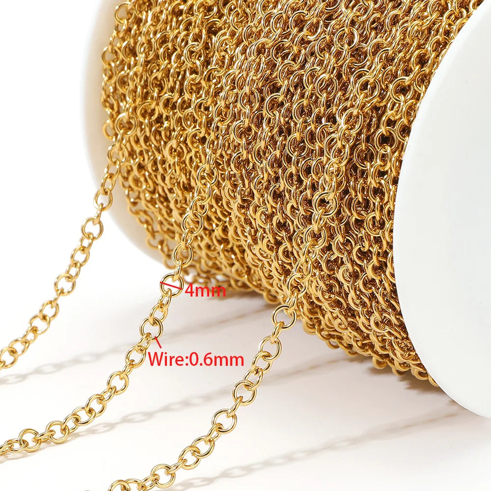 E612  Fashion Stainless Steel Roller Chain Cross Chain Extended O Chain for Jewelry Making