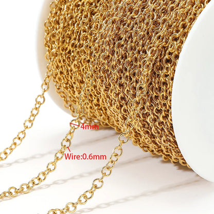 E612  Fashion Stainless Steel Roller Chain Cross Chain Extended O Chain for Jewelry Making