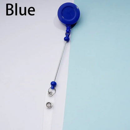 Creative Beaded Retractable Back Badge Holder Reels with Rotating Crocodile Clip & Keychain Bar