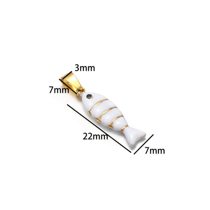 New Arrival Stainless Steel 18K Gold Plated Colorful Enamel Striped Fish Charm Pendant for Jewelry Earrings Necklace Making