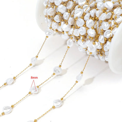 E561 Non-Tarnish 18K PVD Gold Stainless Steel Chains Fashion Artificial Pearl Star Moon Component Jewelry Findings Components