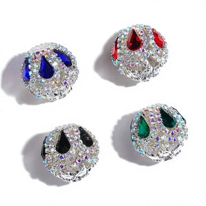 19MM Handmade Acrylic Focal Beads Alloy Six Point Flower with Pearl Loop & AB Rhinestone for DIY Beadable Pen & Keychain Bulk