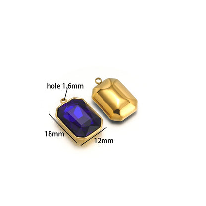 Zircon Pendants Stainless Steel Gold Plated Square Crystal Stone Charm Pendant for DIY Jewelry Necklace Making