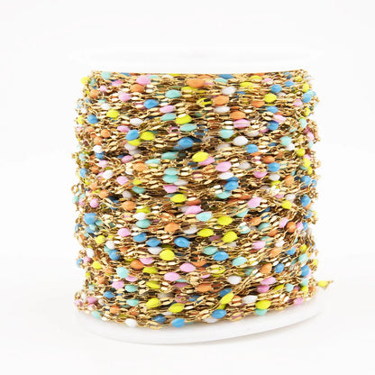 B4254 INS Stainless Steel Roller Chain Colorful Enamel Charm Connector Chain Waterproof Chains Making