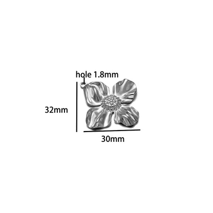 Vintage Stainless Steel18k Gold Plated Heart Flower Leaves Charms Pendant for DIY Jewelry Necklace Earring Making