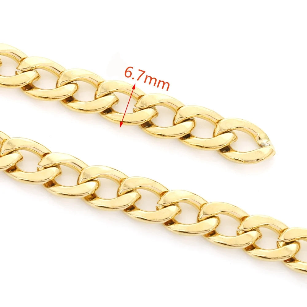E385 Hot PVD Plated Cuban Chain Gold Silver Thunk Chain Permanent Stainless Steel Chain for Diy