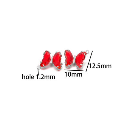 Fashion Colorful Stainless Steel Gold Plated Single Hole Butterfly Crystal Stone Charm Pendant for Jewelry Making