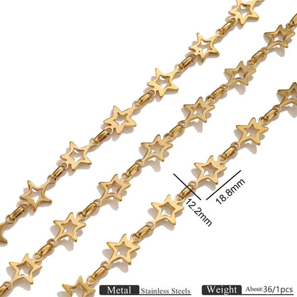 D608 Tarnish Free18k Gold-plated Stainless Steel Hollow Five-pointed Star Handmade Chain for DIY Accessories Chains
