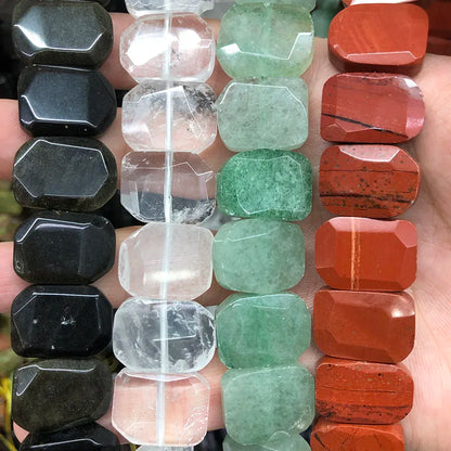 Natural Gemstone Faceted Irregular Faceted Freeform Flat Rectangle Polygon Beads Strand for Jewelry Making Bracelets Necklaces