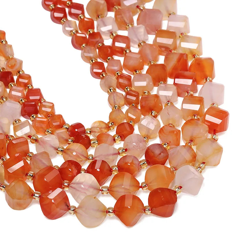 Faceted Helix Twisted 6mm 8mm 10mm Jade Agate Gemstone Beads, Cut Stone Obsidian Rose Quartz Bead for DIY Jewelry Making 18CM