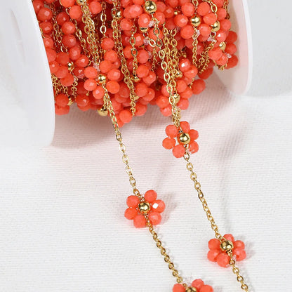 A1851 Hot Selling Stainless Steel Chain Enamel Colorful Flower Stainless Steel Chain Bulk Jewelry Finding Accessory