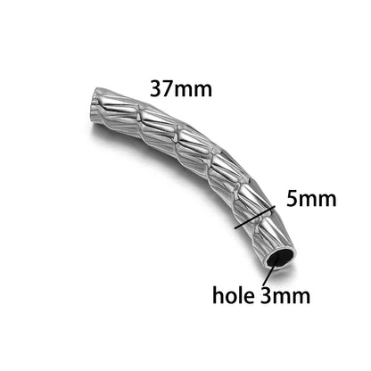 Gold Plated Stainless Steel Multi Patterns Embossed Curved Tube Bend Charm Pendant for DIY Jewelry Making Accessories
