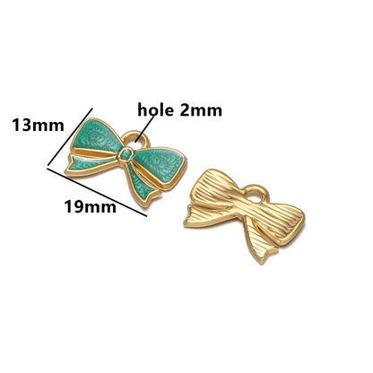 High Quality 18k Gold Plated Stainless Steel Enamel Bowknot Pendant for DIY Handmade Necklace Earrings Jewelry Making