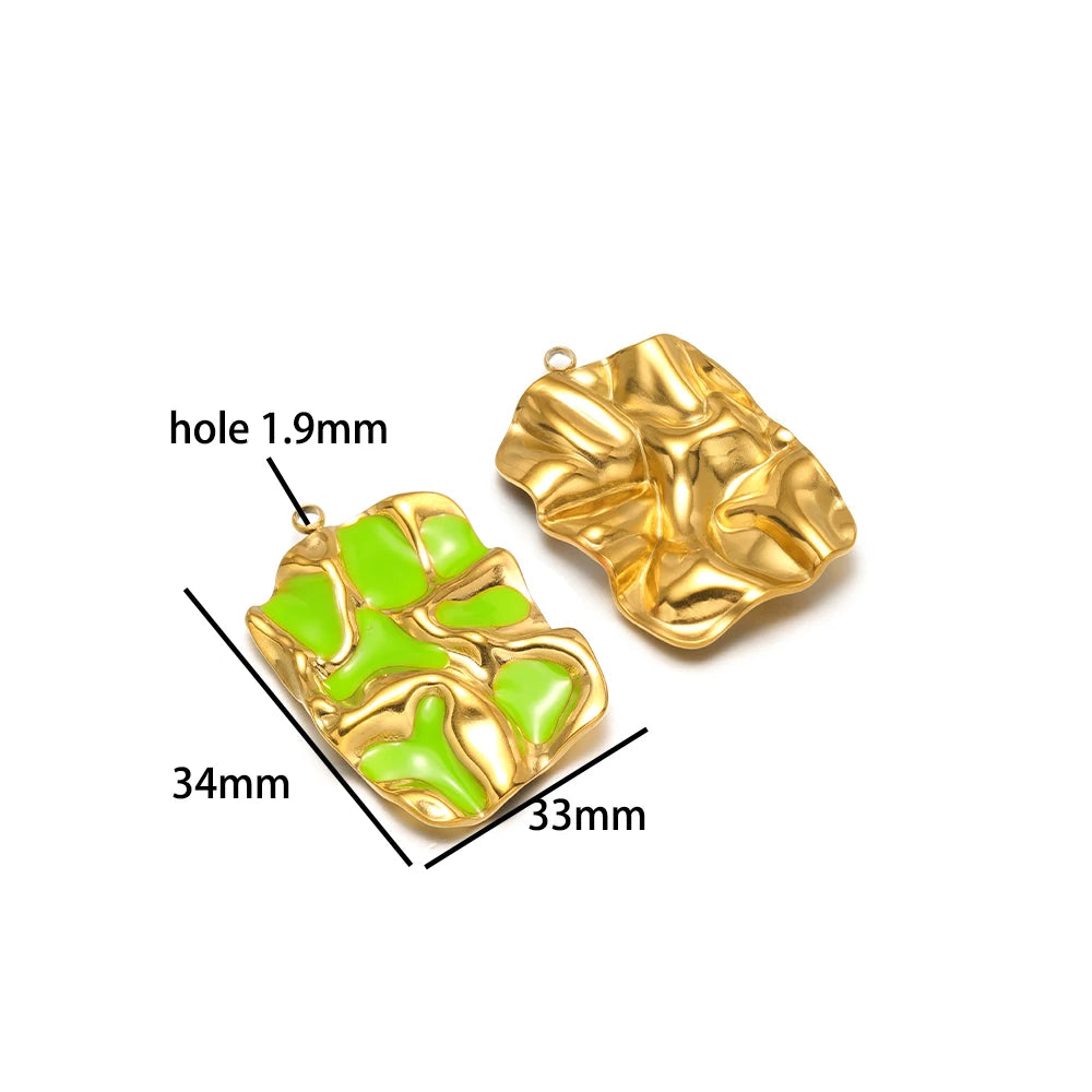 Vintage Style Stainless Steel 18k Gold Plated Enamel Star Round Charm Pendant for Jewelry Necklace Making Accessories