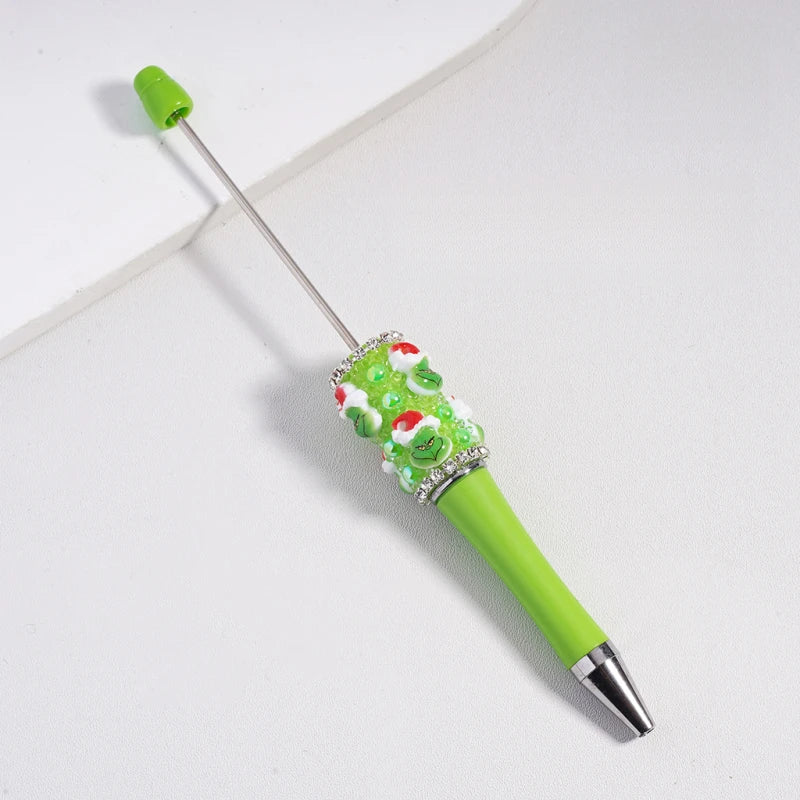 Bulk Christmas Green Master Character Plastic Beadable Pen Rhinestone  Ballpoint Pen for Gift School Office Writing Supplies