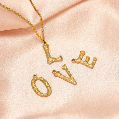 Fashion Stainless Steel 18k Gold Plated 26 Letter Alphabet Initial Charm Pendant for Jewelry Making Wholesale