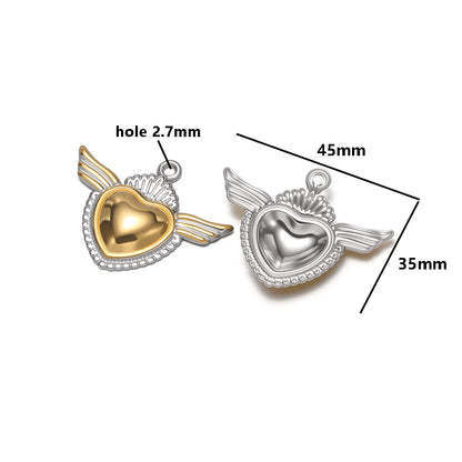 Hot Sale Stainless Steel 18k Gold Plated Sun Face Heart Feather Charm Pendant for DIY Jewelry Necklace Earring Making