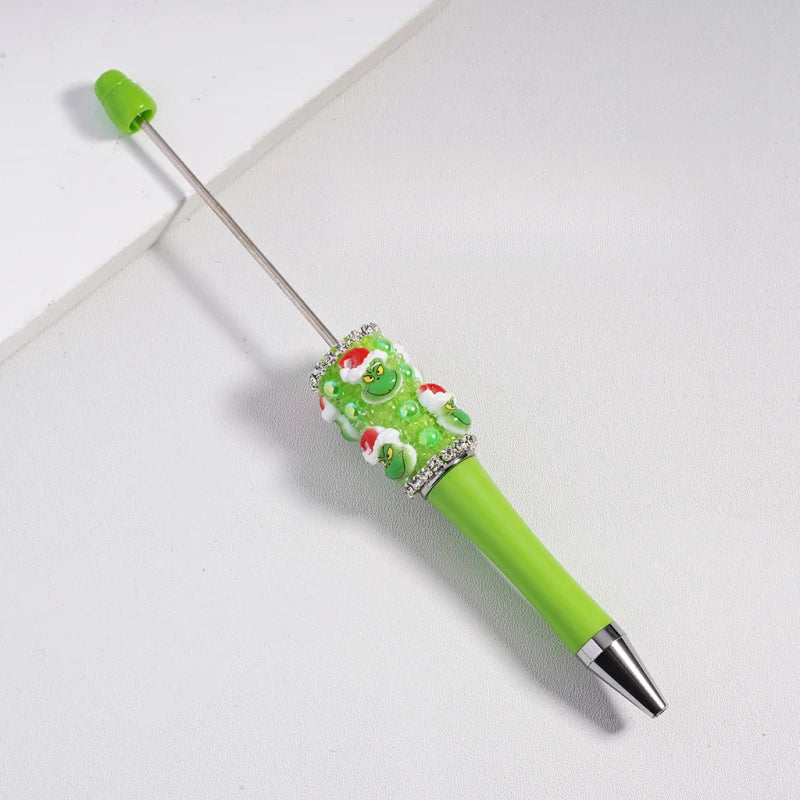 Bulk Christmas Green Master Character Plastic Beadable Pen Rhinestone  Ballpoint Pen for Gift School Office Writing Supplies