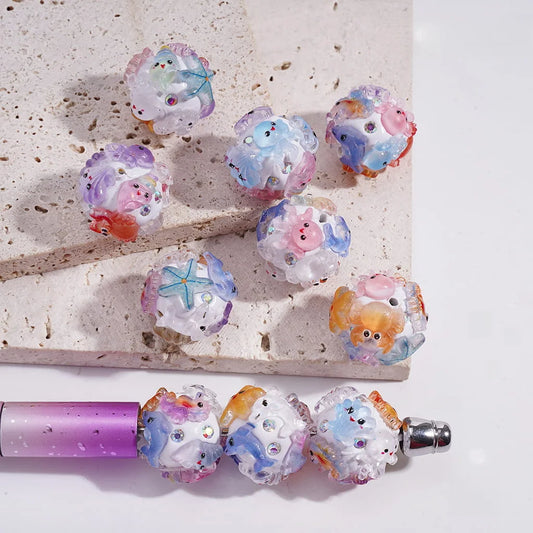 20MM Fancy Marine Animal Clay Beads with AB Rhinestones for Beadable Pens Craft Making