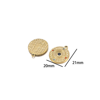 DIY Colorful Zircon Stainless Steel Gold Plated Charm Round Moon Zircon Charm Pendants for DIY Jewelry Necklace Making