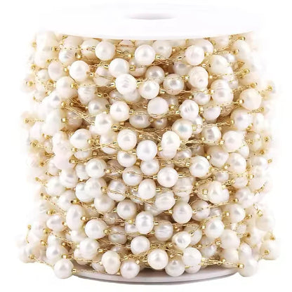 High Quality Fresh Water Pearl Beads Chain Stainless Steel Chain Necklace Gold Plated Chain Accessory Making